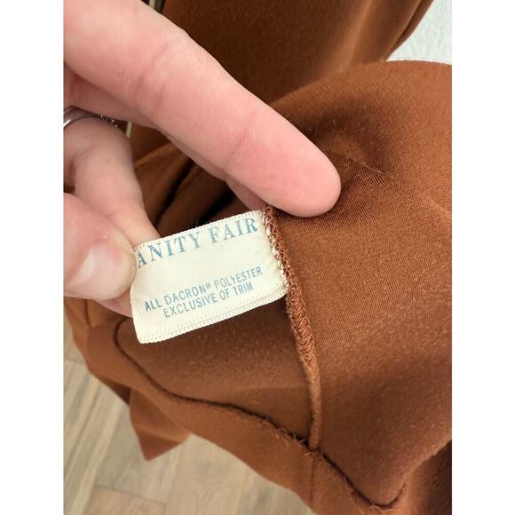 Vintage Vanity Fair Brown White Butterfly Sleeve Zip Up Robe grannycore cottage - Picture 3 of 8